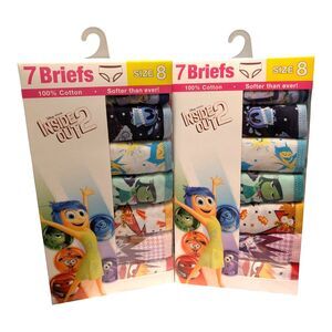 2X Disney Inside Out 2 Girls Underwear 7 Pack Size 8 Set Of Two New Sealed